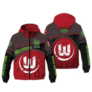 VfL Wolfsburg Bundesliga Windbreaker Jacket SPO208028, Gift For Fan VfL Wolfsburg - Red Black
