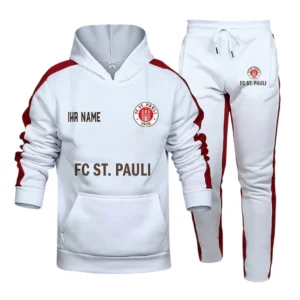 St. Pauli Bundesliga Hoodie Sweatpants Set SPO216005, Gift For Fan St. Pauli - White-Red