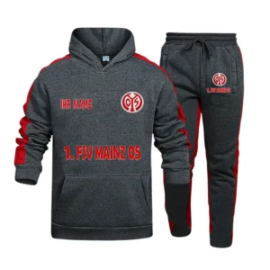 FSV Mainz 05 Bundesliga Hoodie Sweatpants Set SPO216006, Gift For Fan FSV Mainz 05 - Gray-Red