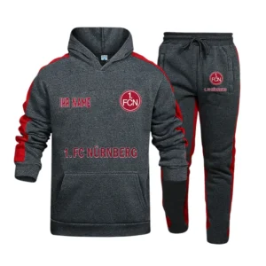 FC Nurnberg Bundesliga Hoodie Sweatpants Set SPO216009, Gift For Fan FC Nurnberg - Gray-Red