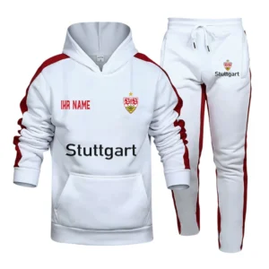 VfB Stuttgart Bundesliga Hoodie Sweatpants Set SPO216011, Gift For Fan VfB Stuttgart - White-Red