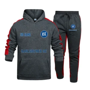 Karlsruher SC Bundesliga Hoodie Sweatpants Set SPO216018, Gift For Fan Karlsruher SC - Gray-Red