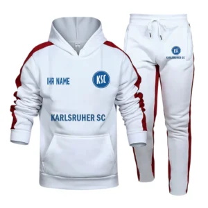 Karlsruher SC Bundesliga Hoodie Sweatpants Set SPO216018, Gift For Fan Karlsruher SC - White-Red