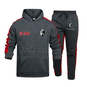 SC Freiburg Bundesliga Hoodie Sweatpants Set SPO216027, Gift For Fan SC Freiburg - Gray-Red