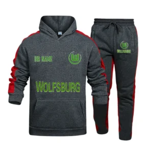 VfL Wolfsburg Bundesliga Hoodie Sweatpants Set SPO216028, Gift For Fan VfL Wolfsburg - Gray-Red