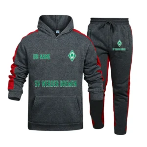 Werder Bremen Bundesliga Hoodie Sweatpants Set SPO216030, Gift For Fan Werder Bremen - Gray-Red