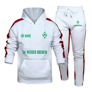 Werder Bremen Bundesliga Hoodie Sweatpants Set SPO216030, Gift For Fan Werder Bremen - White-Red