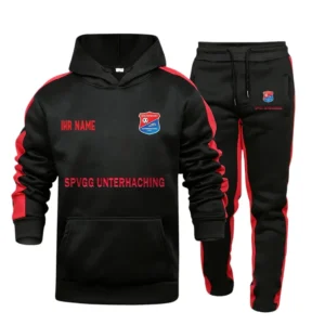 SpVgg Unterhaching Bundesliga Hoodie Sweatpants Set SPO216050, Gift For Fan SpVgg Unterhaching - Black-Red