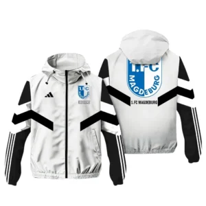 FC Magdeburg Bundesliga Adidas Windbreaker Jacket SPO916022, Gift For Fan FC Magdeburg - White