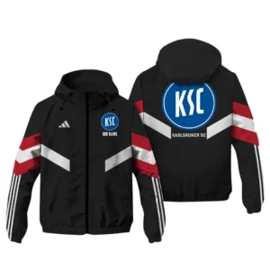 Karlsruher SC Bundesliga Adidas Windbreaker Jacket SPO916036, Gift For Fan Karlsruher SC - Black Red