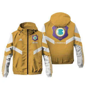 FC Erzgebirge Aue Bundesliga Adidas Windbreaker Jacket SPO916037, Gift For Fan FC Erzgebirge Aue - Khaki