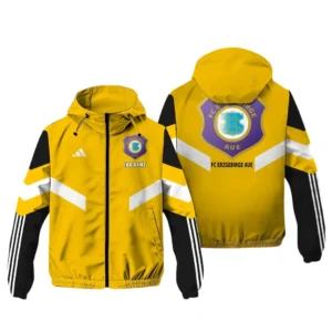 FC Erzgebirge Aue Bundesliga Adidas Windbreaker Jacket SPO916037, Gift For Fan FC Erzgebirge Aue - Yellow