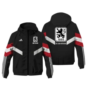 TSV 1860 Munich Bundesliga Adidas Windbreaker Jacket SPO916039, Gift For Fan TSV 1860 Munich - Black Red