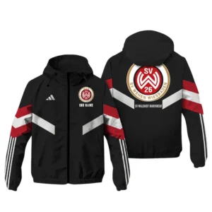 SV Wehen Wiesbaden Bundesliga Adidas Windbreaker Jacket SPO916044, Gift For Fan SV Wehen Wiesbaden - Black Red