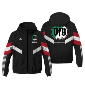 VfB L�beck  Bundesliga Adidas Windbreaker Jacket SPO916045, Gift For Fan VfB L�beck  - Black Red