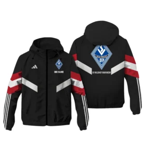 SV Waldhof Mannheim Bundesliga Adidas Windbreaker Jacket SPO916048, Gift For Fan SV Waldhof Mannheim - Black Red