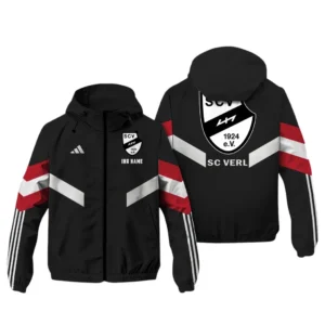 SC Verl Bundesliga Adidas Windbreaker Jacket SPO916049, Gift For Fan SC Verl - Black Red