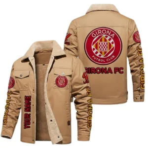 Girona La Liga Thickened Corduroy Jacket LALIGA3402052509, Gift For Fan Girona - Brown