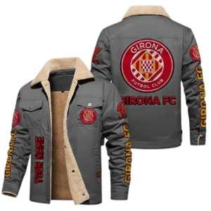 Girona La Liga Thickened Corduroy Jacket LALIGA3402052509, Gift For Fan Girona - Grey
