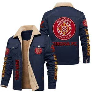 Girona La Liga Thickened Corduroy Jacket LALIGA3402052509, Gift For Fan Girona - Navy