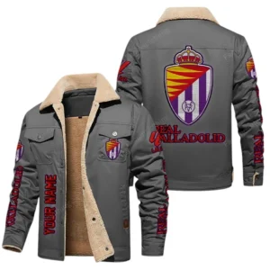 Valladolid La Liga Thickened Corduroy Jacket LALIGA3402052510, Gift For Fan Valladolid - Grey