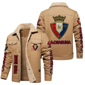 Osasuna La Liga Thickened Corduroy Jacket LALIGA3402052512, Gift For Fan Osasuna - Brown