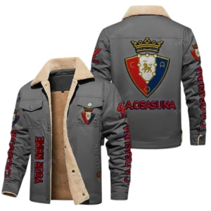 Osasuna La Liga Thickened Corduroy Jacket LALIGA3402052512, Gift For Fan Osasuna - Grey