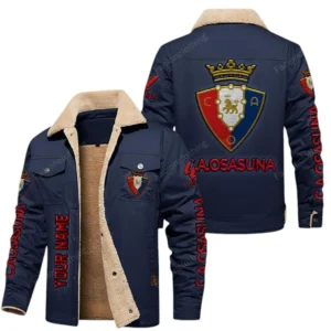 Osasuna La Liga Thickened Corduroy Jacket LALIGA3402052512, Gift For Fan Osasuna - Navy