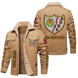 Rayo Vallecano La Liga Thickened Corduroy Jacket LALIGA3402052513, Gift For Fan Rayo Vallecano - Brown