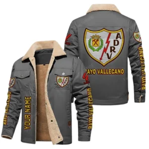 Rayo Vallecano La Liga Thickened Corduroy Jacket LALIGA3402052513, Gift For Fan Rayo Vallecano - Grey