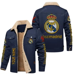Real Madrid La Liga Thickened Corduroy Jacket LALIGA3402052515, Gift For Fan Real Madrid - Navy