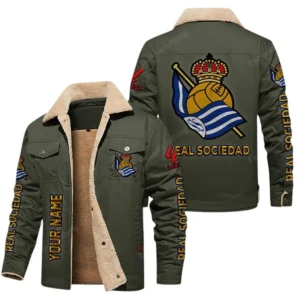 Real Sociedad La Liga Thickened Corduroy Jacket LALIGA3402052517, Gift For Fan Real Sociedad - Green