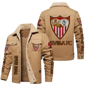 Sevilla La Liga Thickened Corduroy Jacket LALIGA3402052518, Gift For Fan Sevilla - Brown