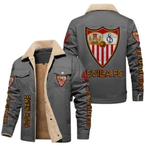 Sevilla La Liga Thickened Corduroy Jacket LALIGA3402052518, Gift For Fan Sevilla - Grey