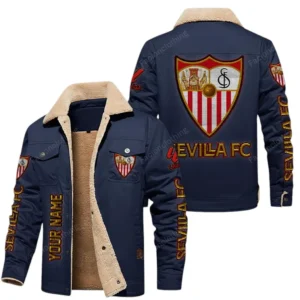 Sevilla La Liga Thickened Corduroy Jacket LALIGA3402052518, Gift For Fan Sevilla - Navy