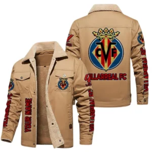 Villarreal La Liga Thickened Corduroy Jacket LALIGA3402052520, Gift For Fan Villarreal - Brown