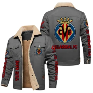 Villarreal La Liga Thickened Corduroy Jacket LALIGA3402052520, Gift For Fan Villarreal - Grey