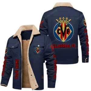 Villarreal La Liga Thickened Corduroy Jacket LALIGA3402052520, Gift For Fan Villarreal - Navy