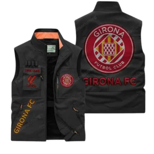 Girona La Liga Outdoor Sleeveless Vest LALIGA3502062509, Gift For Fan Girona - Black