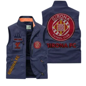 Girona La Liga Outdoor Sleeveless Vest LALIGA3502062509, Gift For Fan Girona - Dark Blue