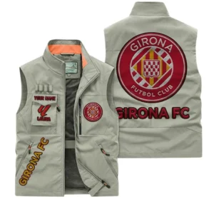 Girona La Liga Outdoor Sleeveless Vest LALIGA3502062509, Gift For Fan Girona - Khaki