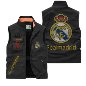 Real Madrid La Liga Outdoor Sleeveless Vest LALIGA3502062515, Gift For Fan Real Madrid - Black