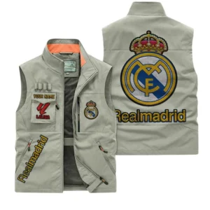 Real Madrid La Liga Outdoor Sleeveless Vest LALIGA3502062515, Gift For Fan Real Madrid - Khaki