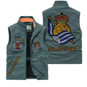 Real Sociedad La Liga Outdoor Sleeveless Vest LALIGA3502062517, Gift For Fan Real Sociedad - Bean Green