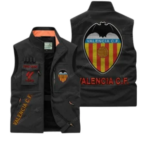 Valencia La Liga Outdoor Sleeveless Vest LALIGA3502062519, Gift For Fan Valencia - Black