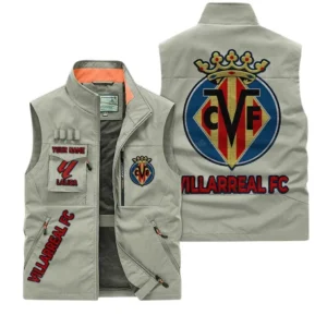 Villarreal La Liga Outdoor Sleeveless Vest LALIGA3502062520, Gift For Fan Villarreal - Khaki