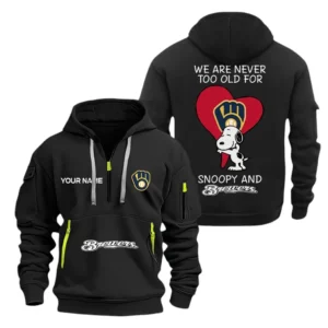 Milwaukee Brewers MLB Hoodie Half Zipper MLB1702032031, Gift For Fan Milwaukee Brewers - Black