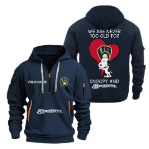Milwaukee Brewers MLB Hoodie Half Zipper MLB1702032031, Gift For Fan Milwaukee Brewers - Navy