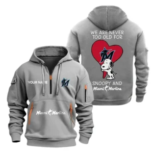 Miami Marlins MLB Hoodie Half Zipper MLB1702032037, Gift For Fan Miami Marlins - Grey