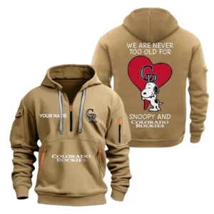 Colorado Rockies MLB Hoodie Half Zipper MLB1702032044, Gift For Fan Colorado Rockies - Khaki